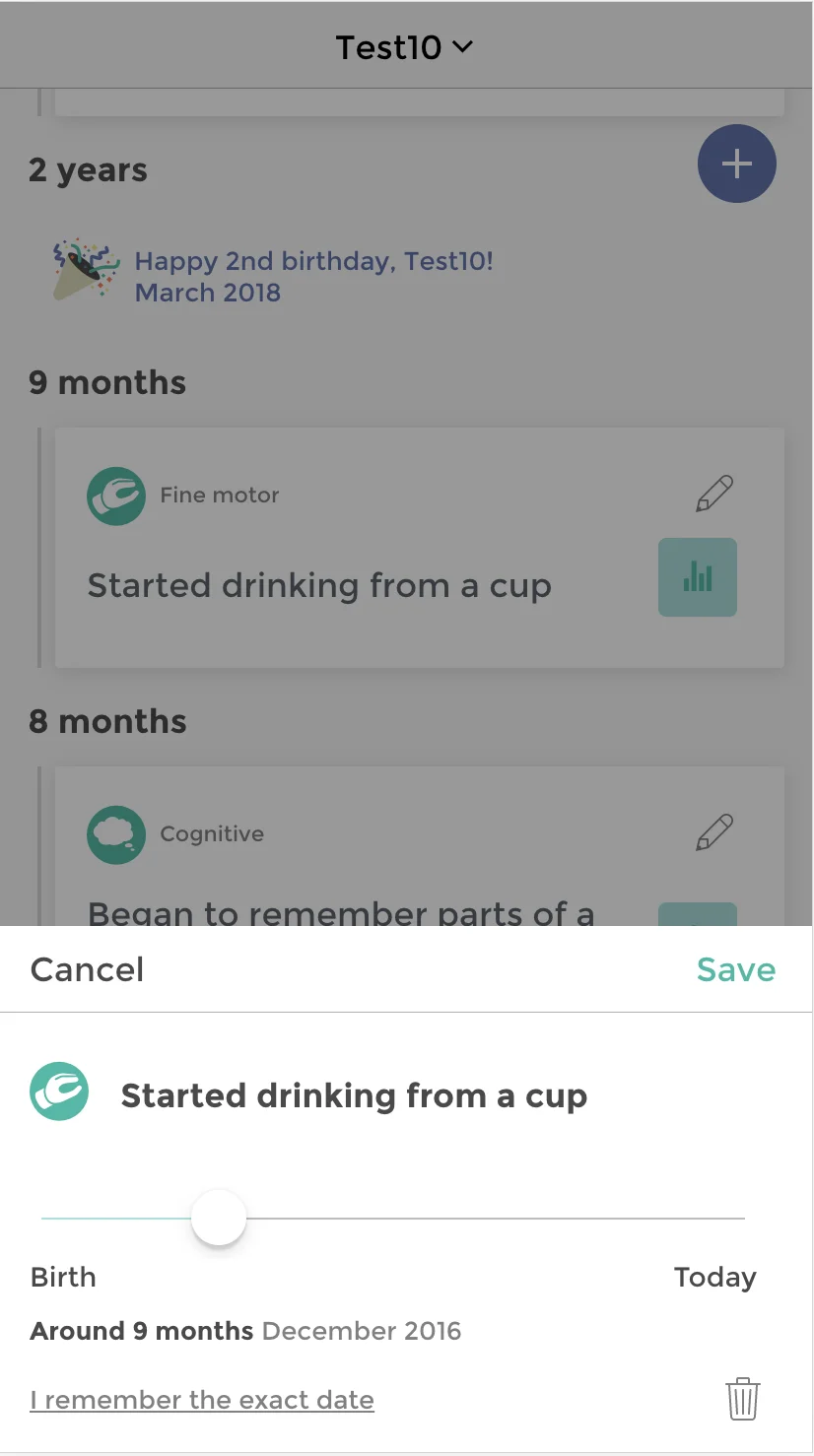 BabyTracks app screen 1
