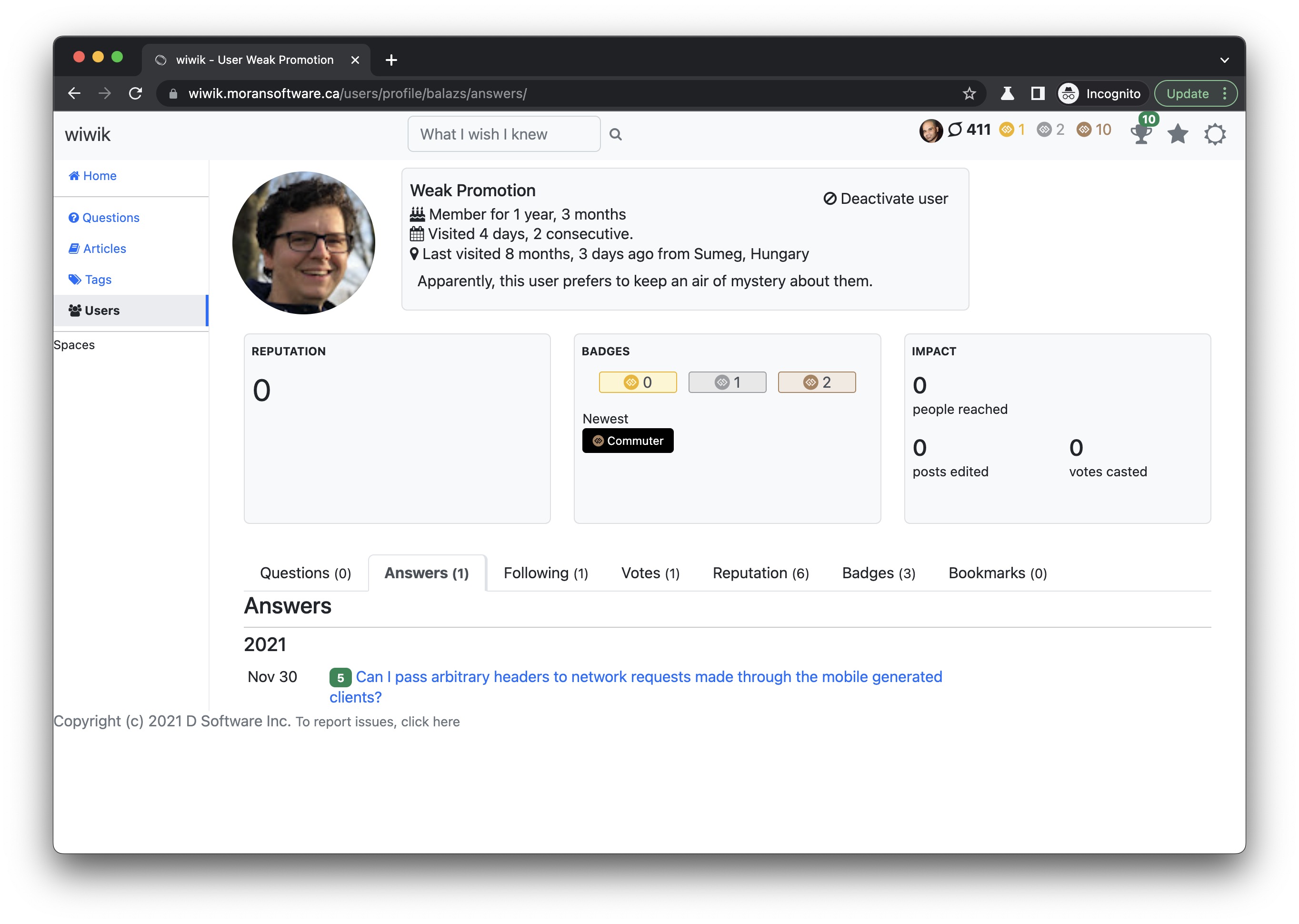 wiwik user profile