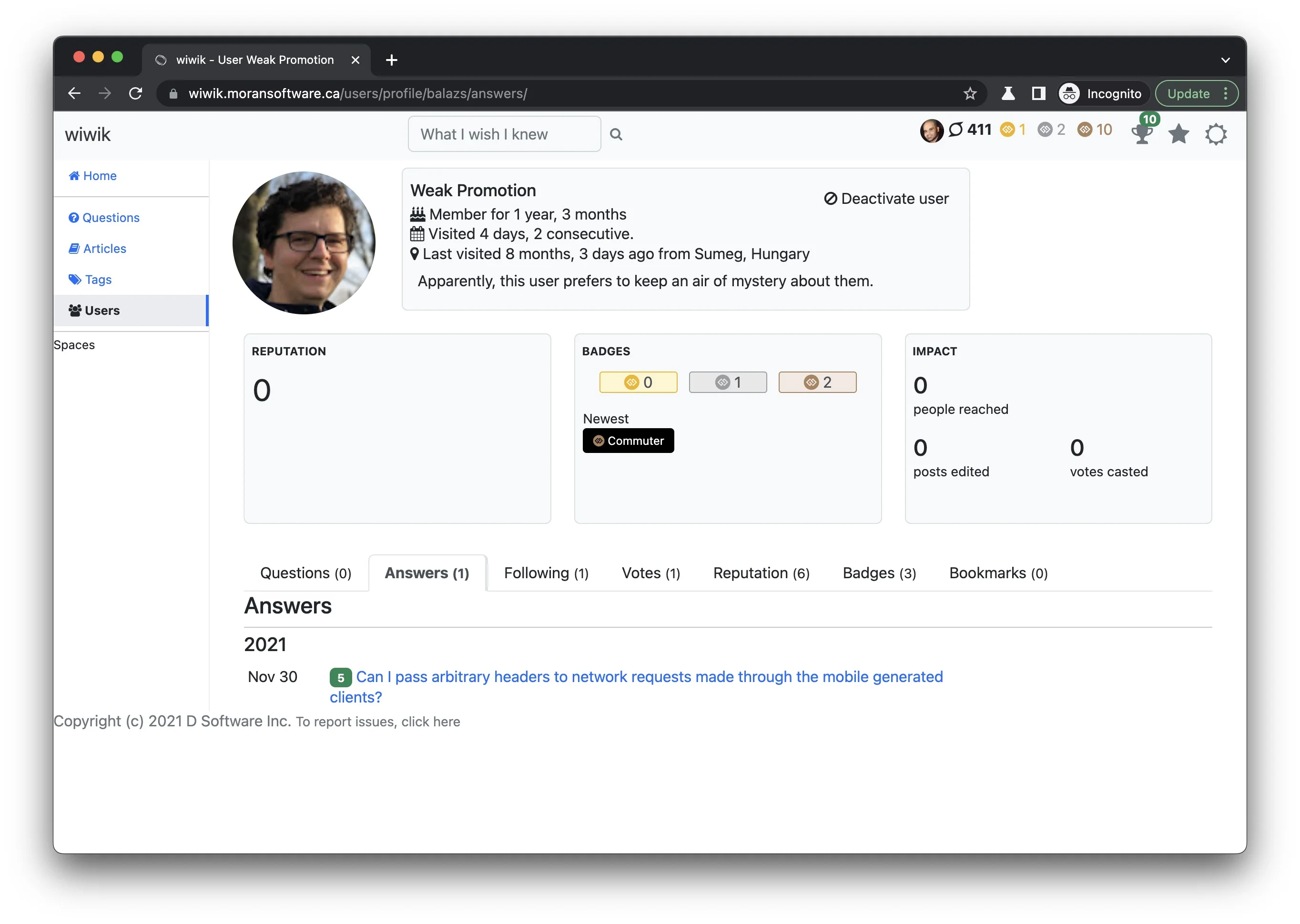 wiwik user profile